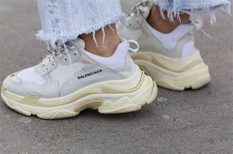 white chunky dad sneakers.